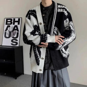 AIDASE  -  Mens Sweaters Hawaiian Vintage Tie Dye Contrasting Knitwear Winter Unisex Trendy Streetwear Lazy Vacation Jacket Men's Clothing aidase-shop